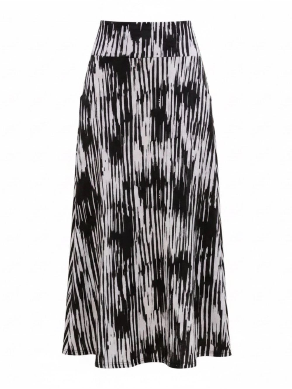Lily Star High-waisted A-line Long Maxi Skirt in Black and White